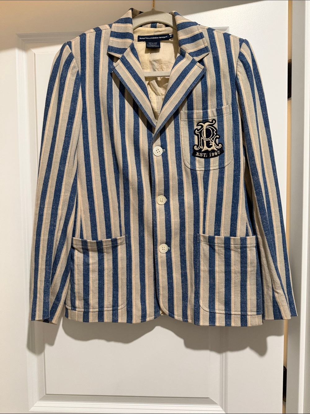 Ralph Lauren Women Blue & Cream Striped Blazer